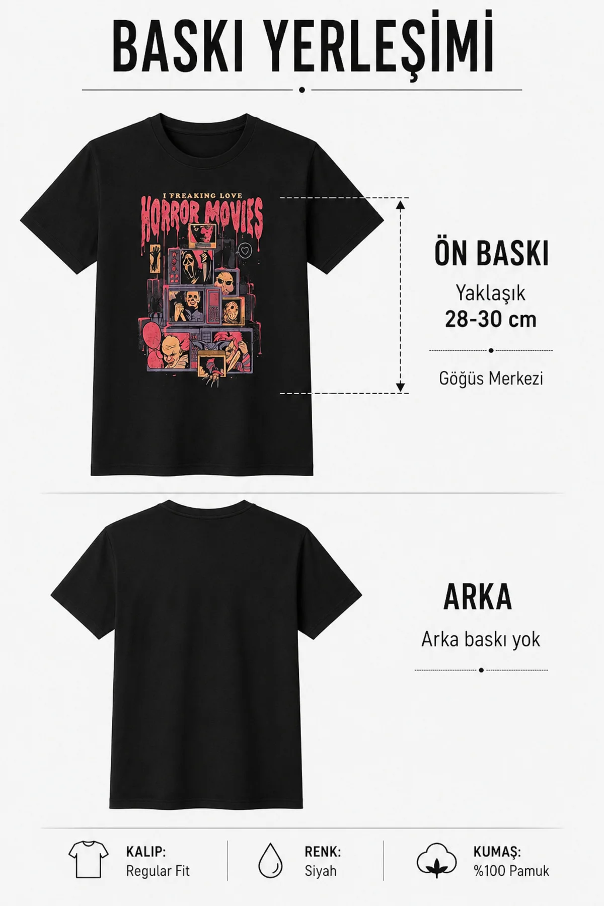 Efsane Korku Filmi Karakterleri Baskılı %100 Pamuk Basic T-shirt Normal Beden Tişört Efsane Korku Filmi Karakterleri Baskılı %100 Pamuk Basic T-shirt Normal Beden Tişört
