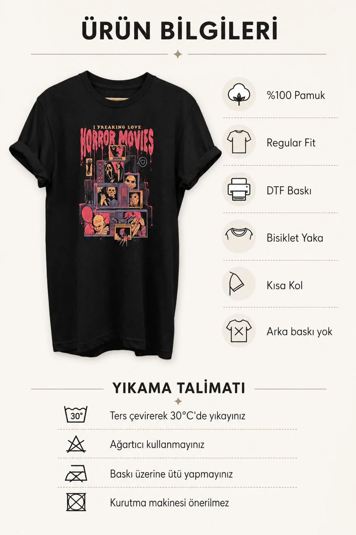 Efsane Korku Filmi Karakterleri Baskılı %100 Pamuk Basic T-shirt Normal Beden Tişört Efsane Korku Filmi Karakterleri Baskılı %100 Pamuk Basic T-shirt Normal Beden Tişört