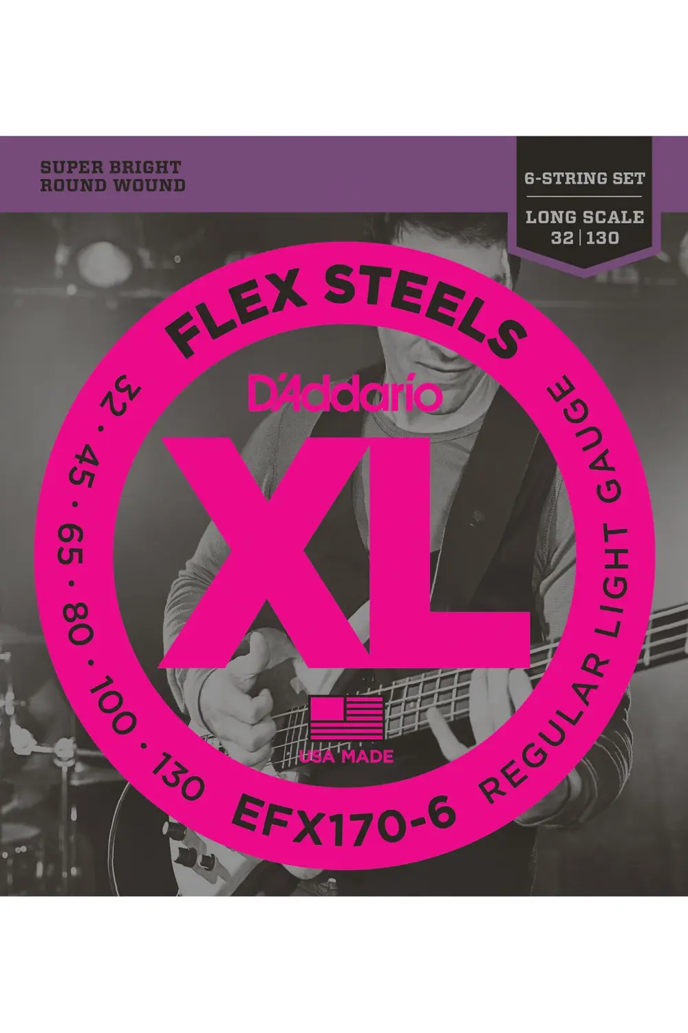 EFX170-6 BAS GİTAR TEL SETİ, 6 TELLİ, FLEXSTEELS, REGULAR L