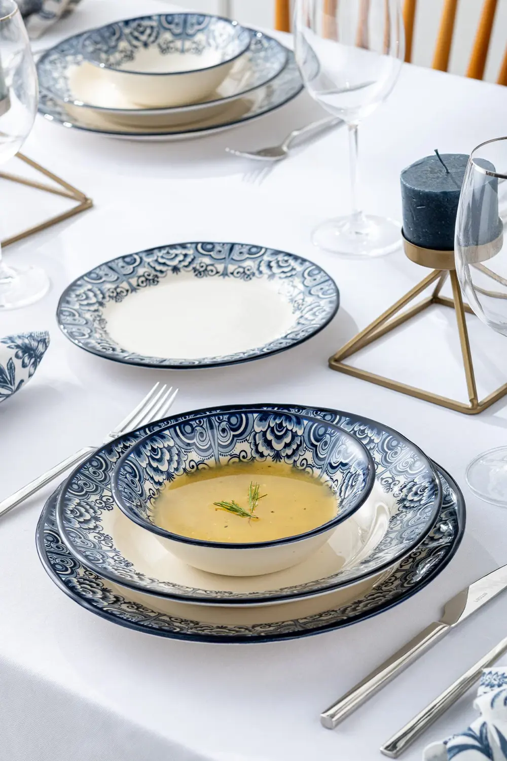 Ege 24 Parça 6 Kişilik Yemek Takımı Mavi