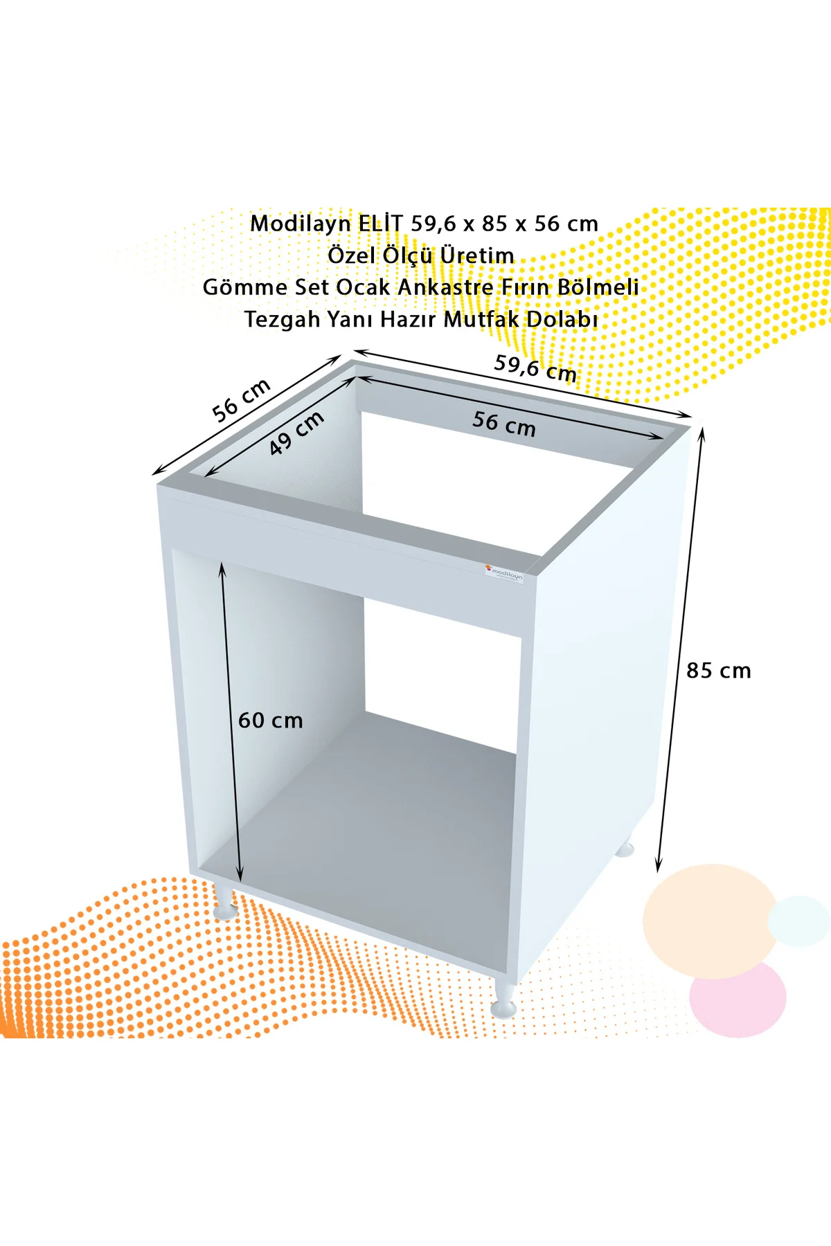 Ege 59,6 x 85 x 56 cm Gömme Ankastre Ocak Ve Fırın Bölmeli Mutfak