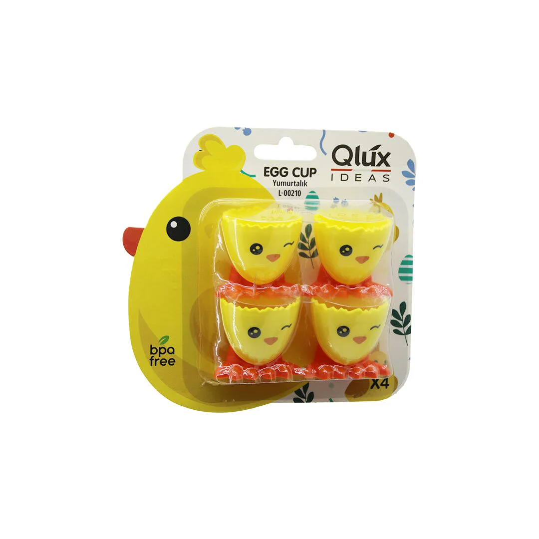 Egg Cup 4PCS Yumurtalık Emoji Desen - Renkli Plastik Civciv Ayaklı - 1/2 Kırık Yumurta Kabuk Model