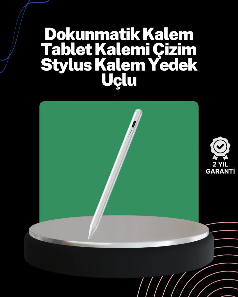 Eğim Sensörlü Dijital Kalem – 20 Saat Kesintisiz Kullanım, iPad Uyumlu, 1.0mm Uç