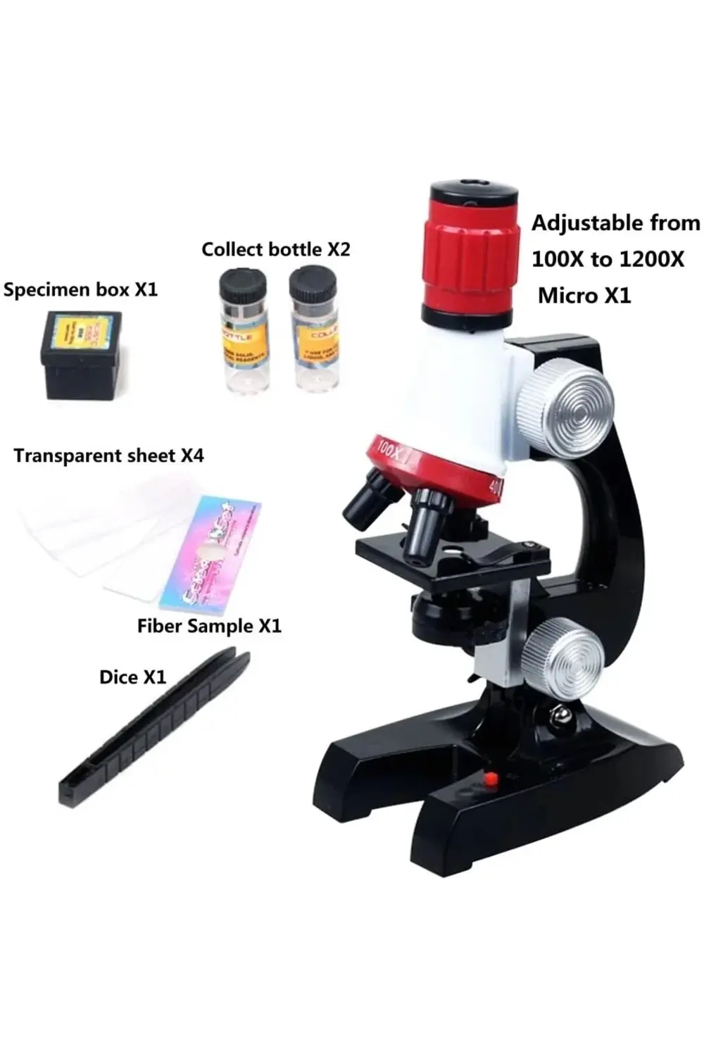 Eğitici Mikroskop Kiti Zoom Led Işıklı 100x 400x 1200x St1200x