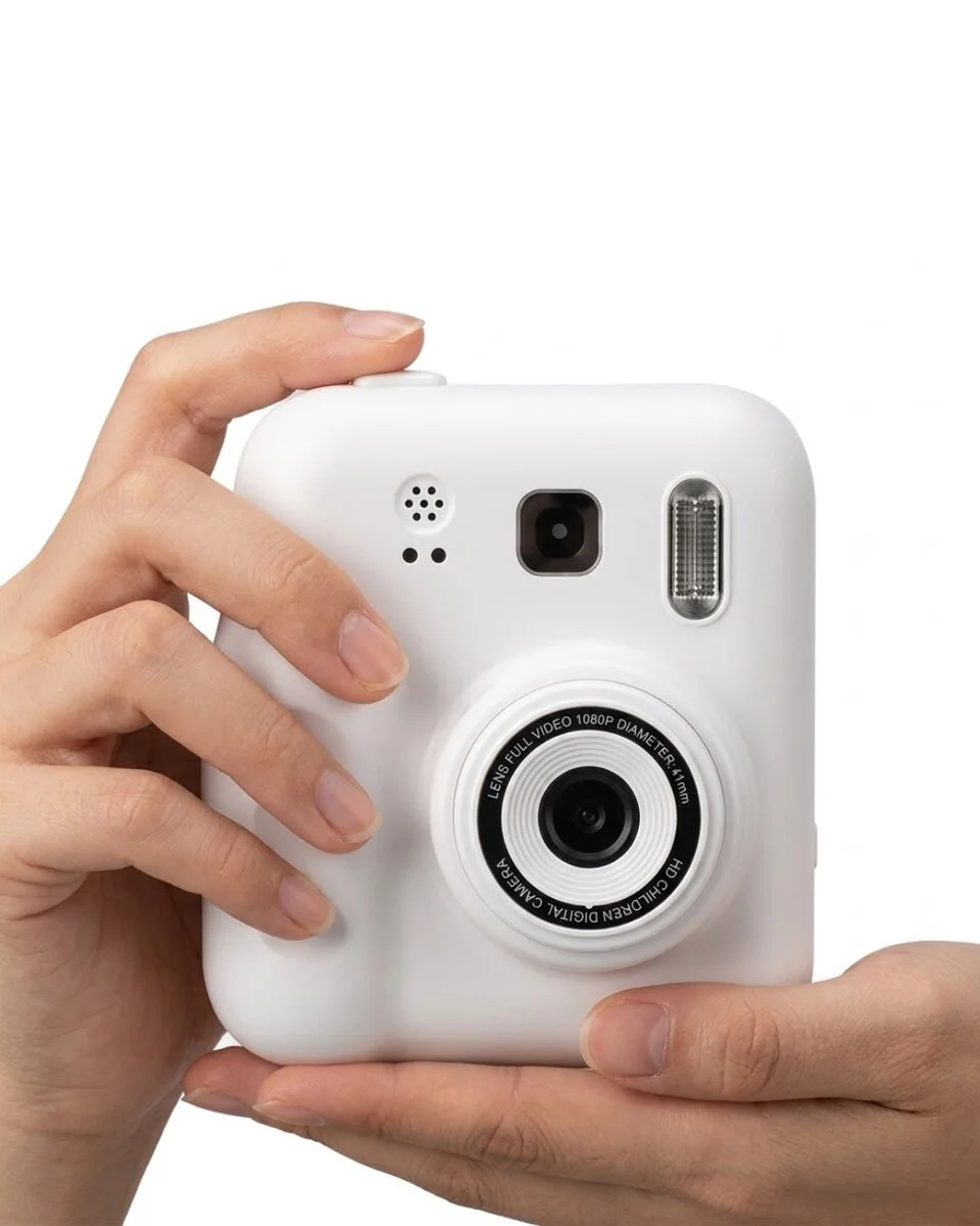 Eğlenceli Baskılı Çocuk Fotoğraf Makinesi Video Çekim 4 Rulo Kağıt 5 Kalem Seti
