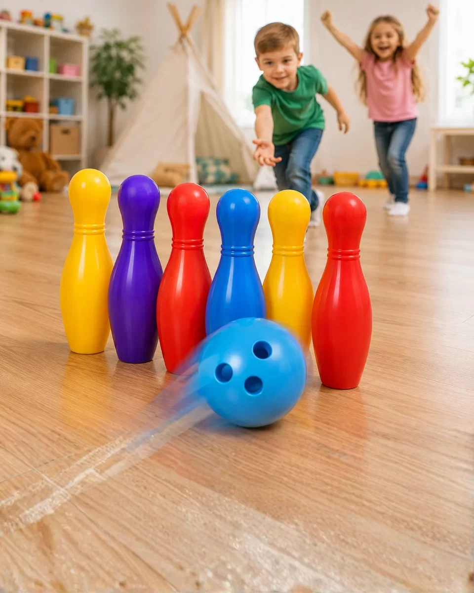 Eğlenceli Çocuk Bowling Seti - Renkli Top ve 6 Kuka ile Koordinasyon Geliştirici Eğitici Oyun