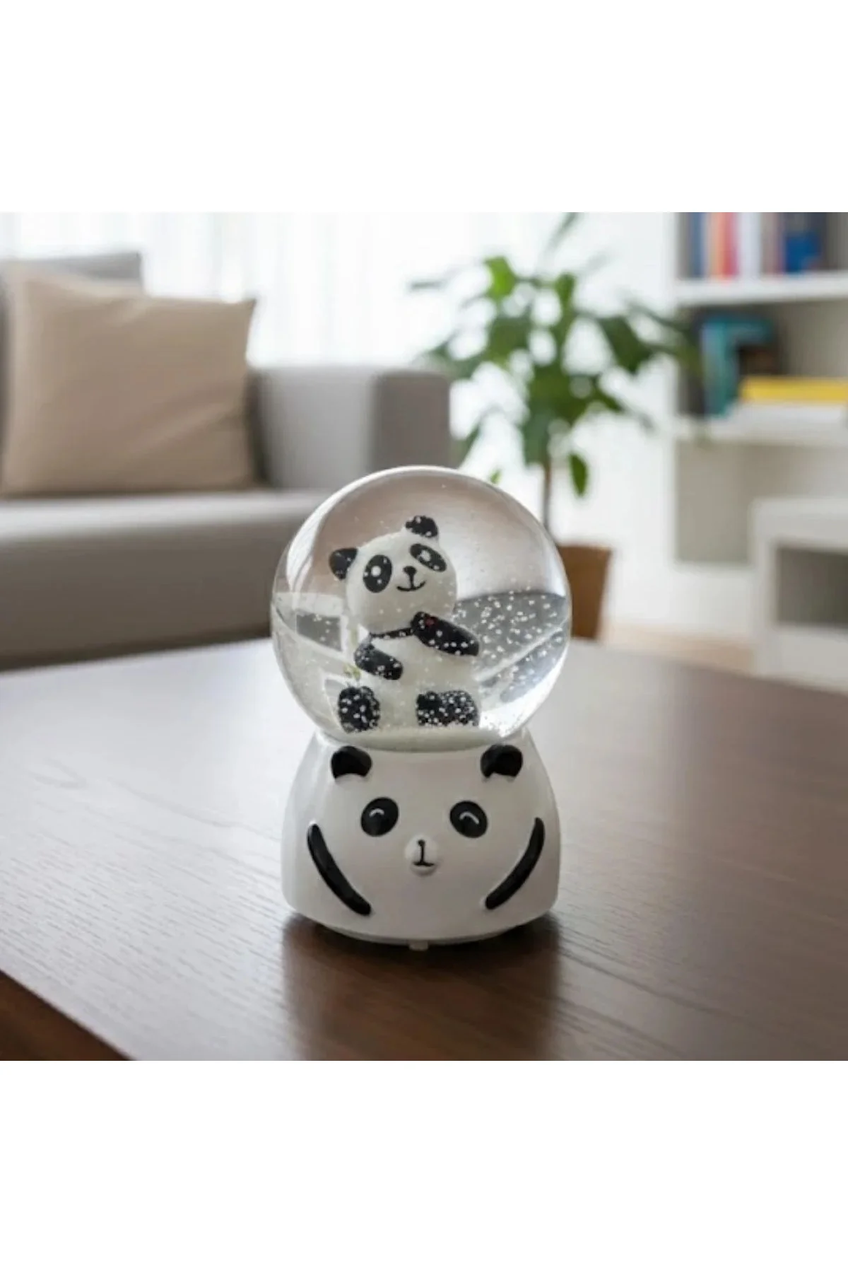 Eğlenceli Led Aydınlatmalı Kar Küresi Sevimli Panda Figürü Ile Masaüstü Dekor - Görsel 2