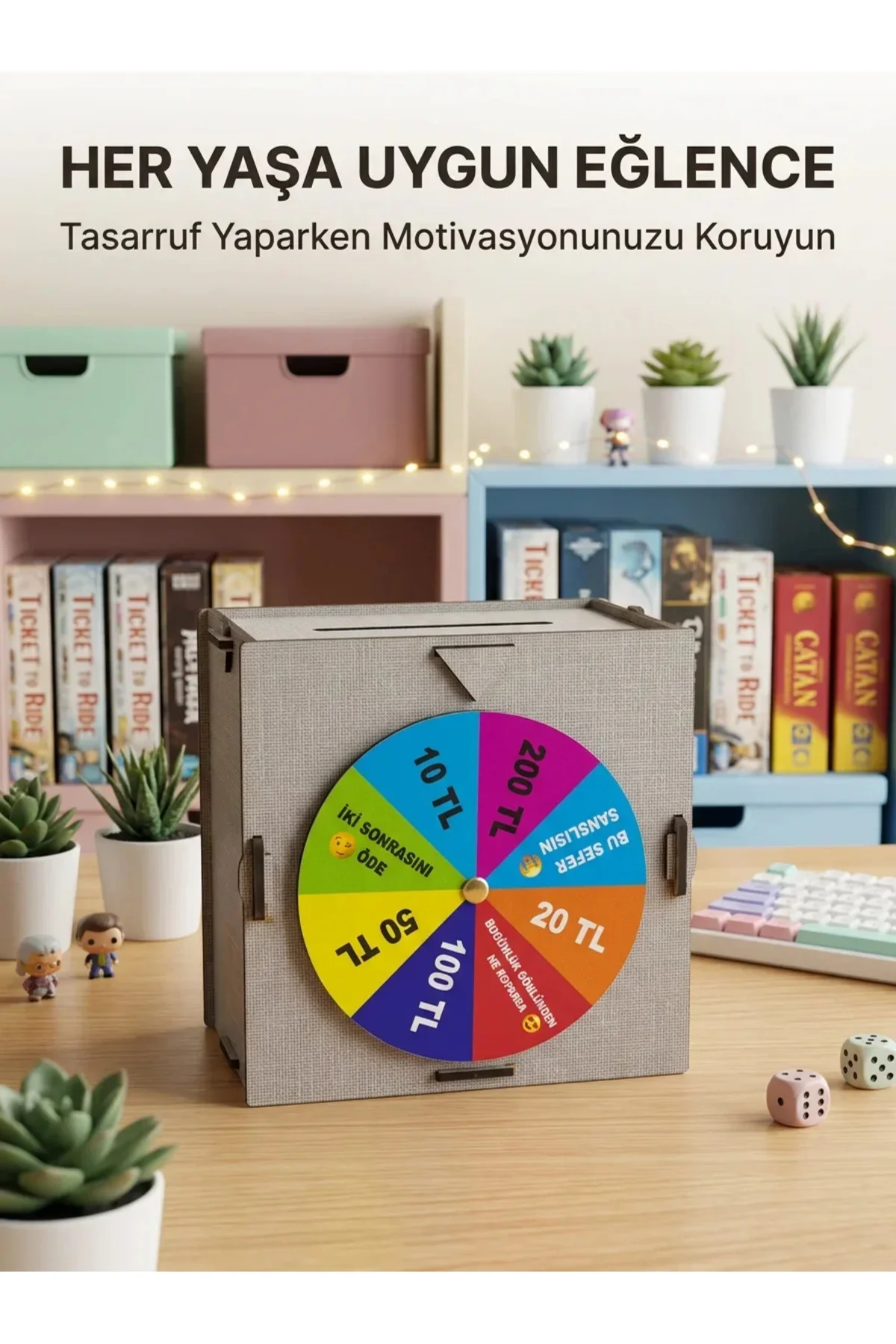 Eğlenceli Tasarruf Çarklı Felek Ahşap Para Biriktirme Kutusu Eğlenceli Tasarruf Çarklı Felek Ahşap Para Biriktirme Kutusu