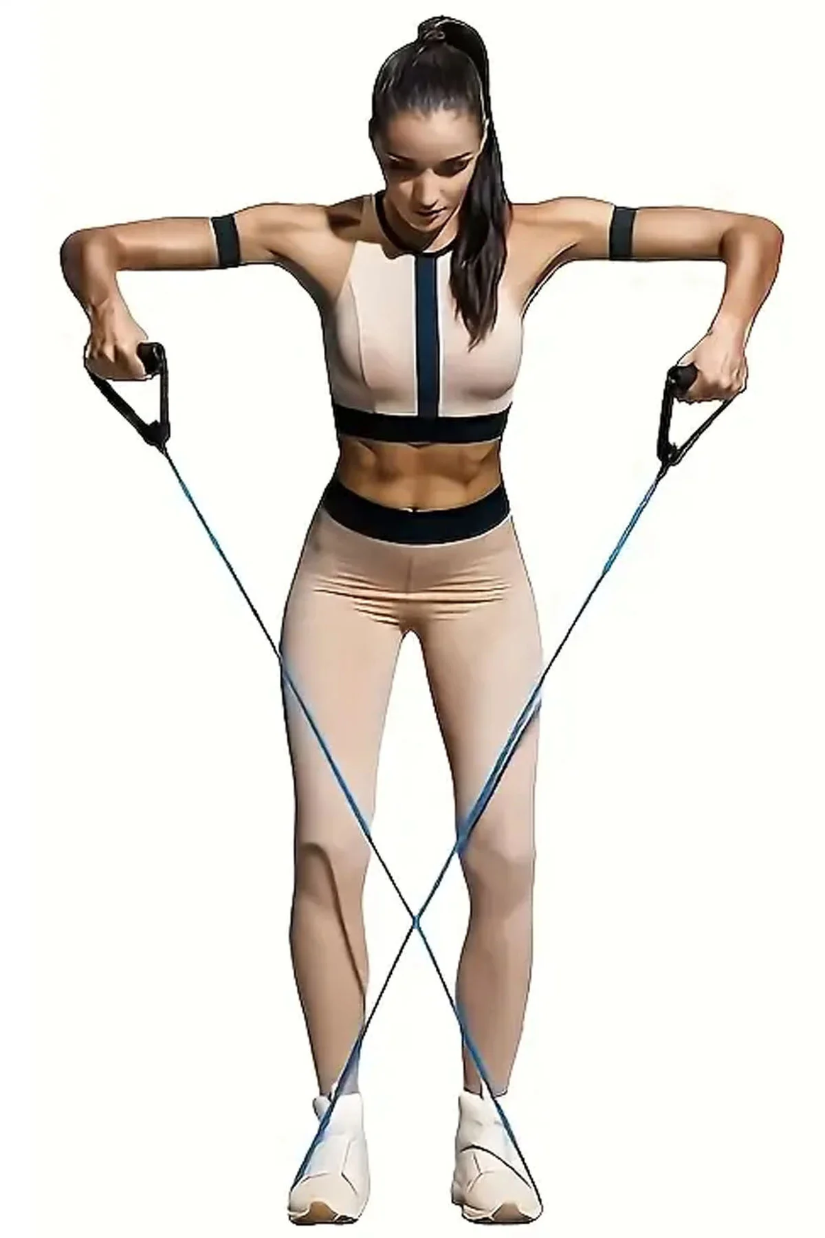 Egzersiz Direnç Bandı 120 cm Tutamaçlı Tübül Sert Mavi – Pilates,