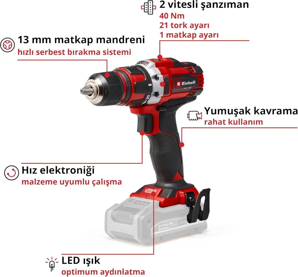 Einhell TE CD 18/40 Lİ Solo Vidalama