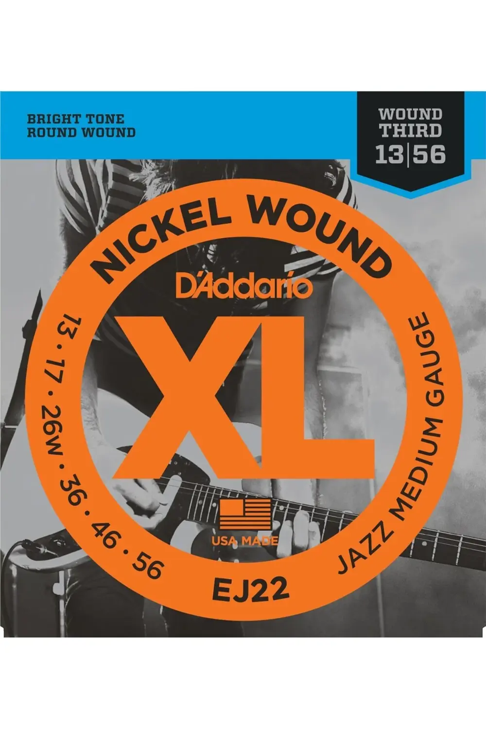 EJ22 ELEKTRO GİTAR TEL SETİ, XL, NICKEL WOUND, JAZZ LIG