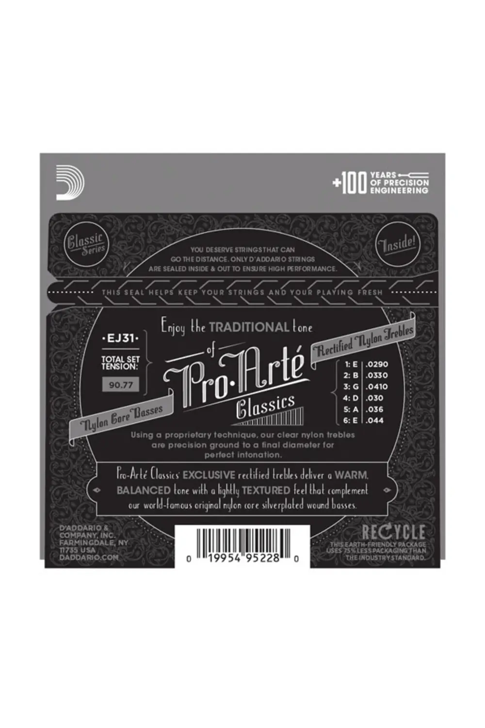 EJ31 KLASİK GİTAR TEL SETİ (4/4), RECTIFIED CLEAR NYLON