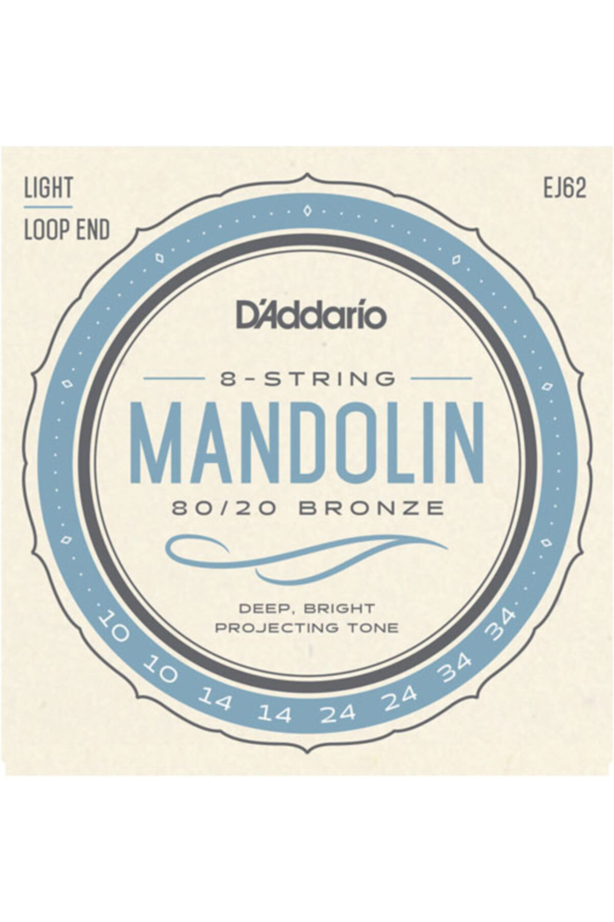Daddario Ej62 80/20 Bronze Mandolin Strings Light Takım Tel Mandolin Teli