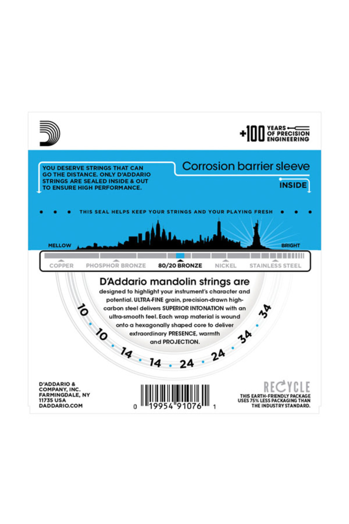 EJ62 MANDOLIN TEL SETİ, 80/20 BRONZE, LOOP END, LIGHT G