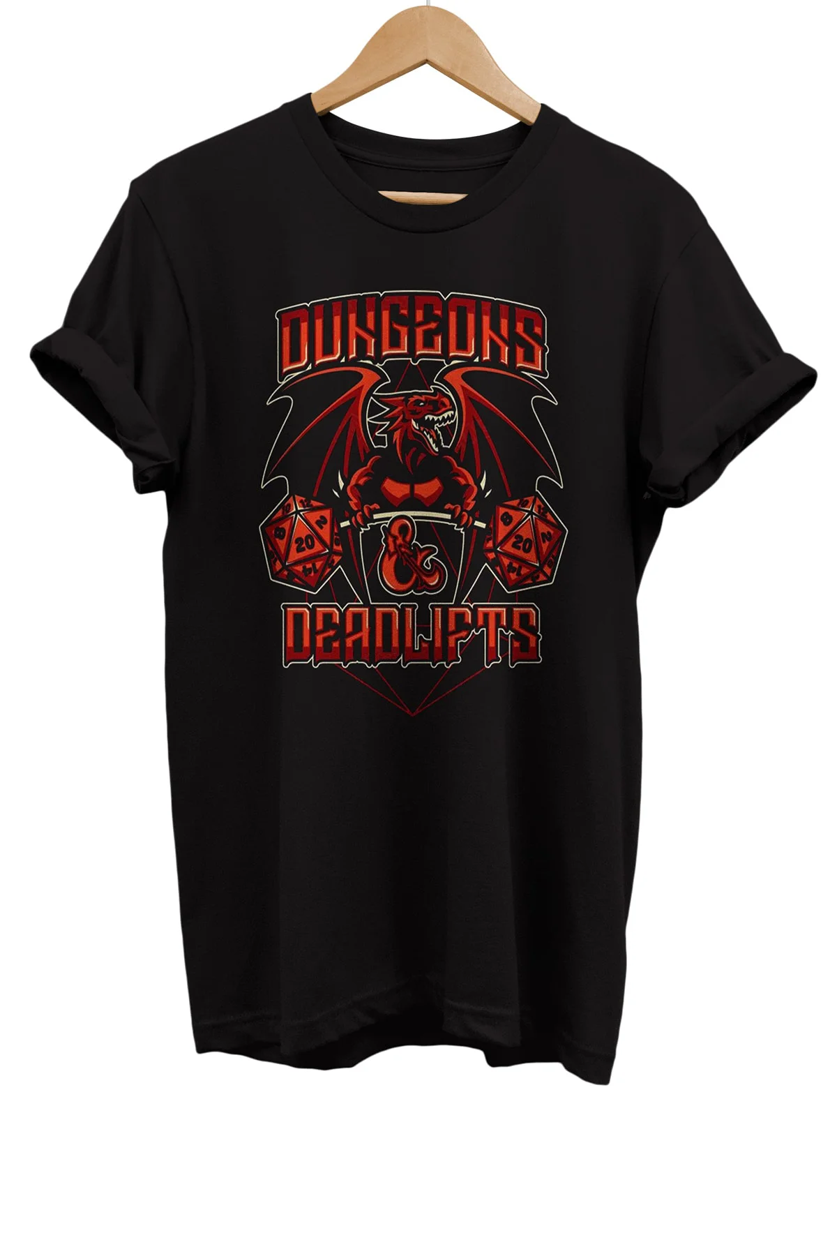 Ejderha Gym Baskılı %100 Pamuk Basic T-shirt Normal Beden Tişört