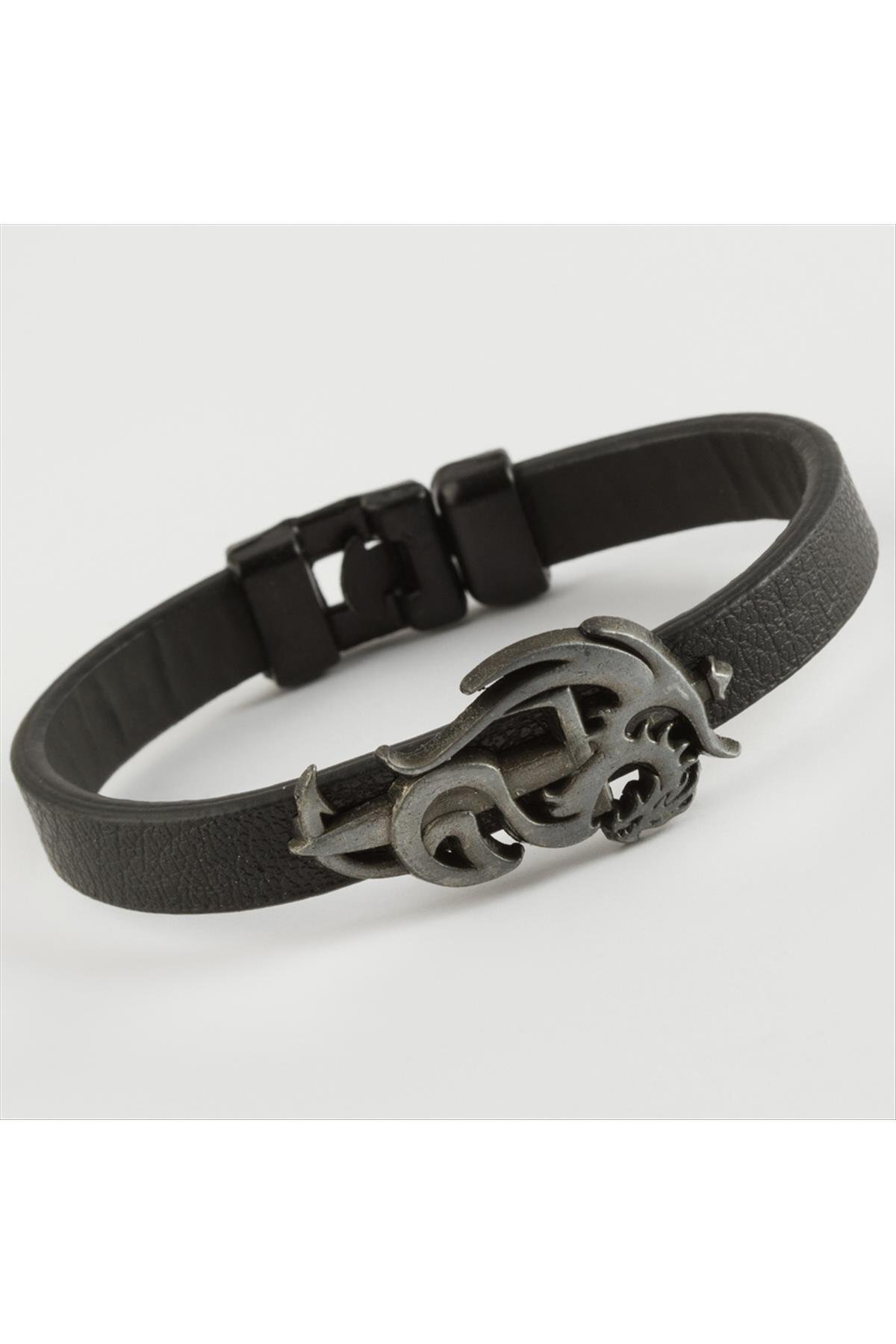 Ejderha Kaliteli Suni Deri Bileklik Doğal Taş Bileklik Şık Tasarı