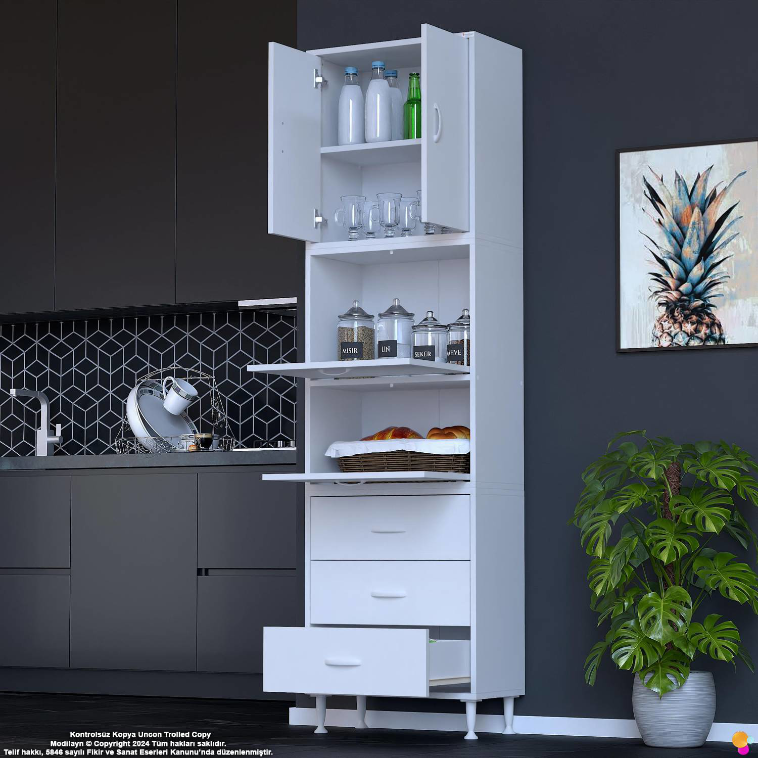 Ekin 60 cm Bakliyat Dolabı Kahve Köşesi 3 Çekmeceli Çok Amaçlı Mu Ekin 60 cm Bakliyat Dolabı Kahve Köşesi 3 Çekmeceli Çok Amaçlı Mu - Görsel 4