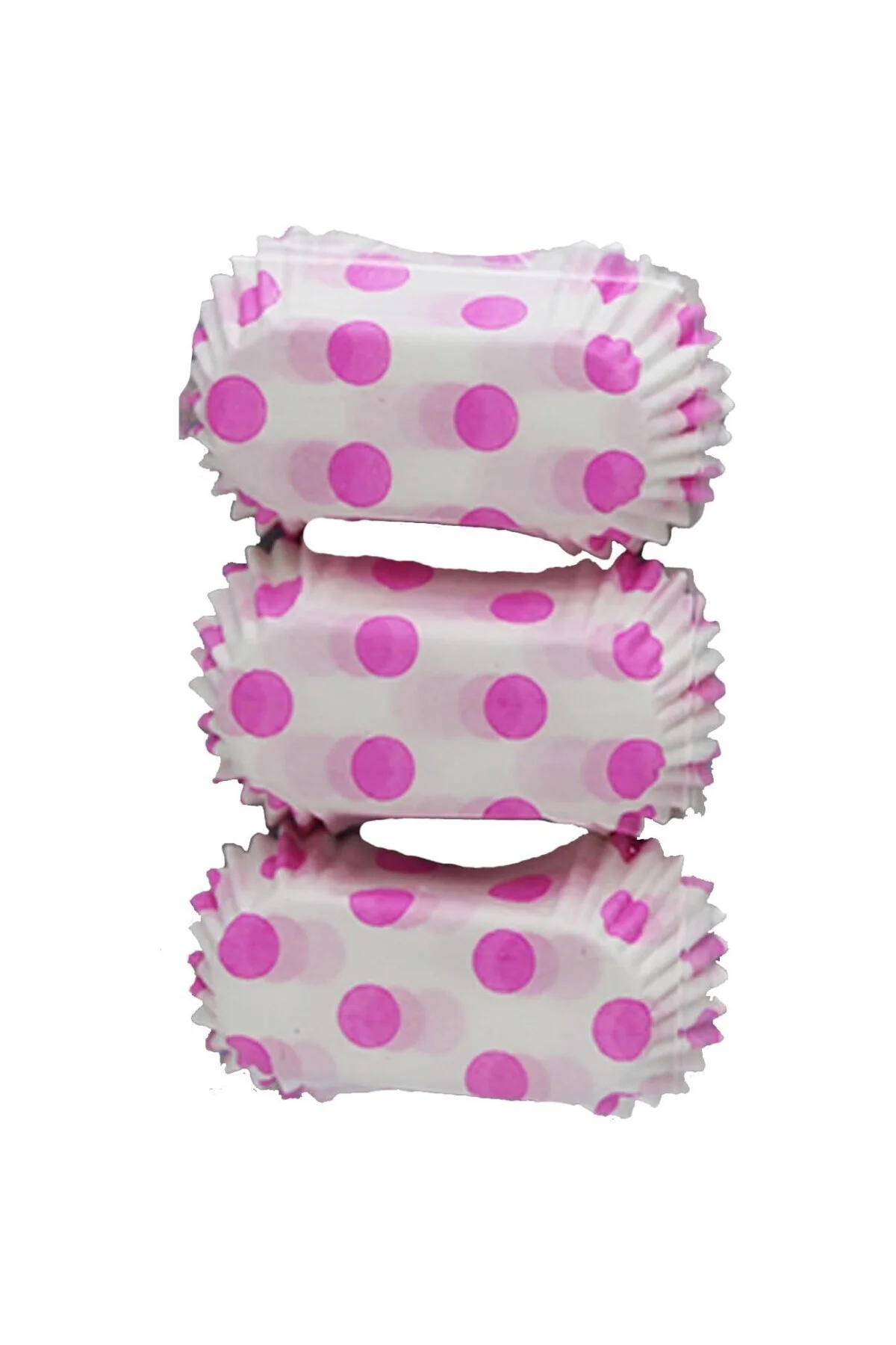 Ekler Kabı, Renkli Puantiyeli Kek Kapsülü, 50 Adet (Pembe)