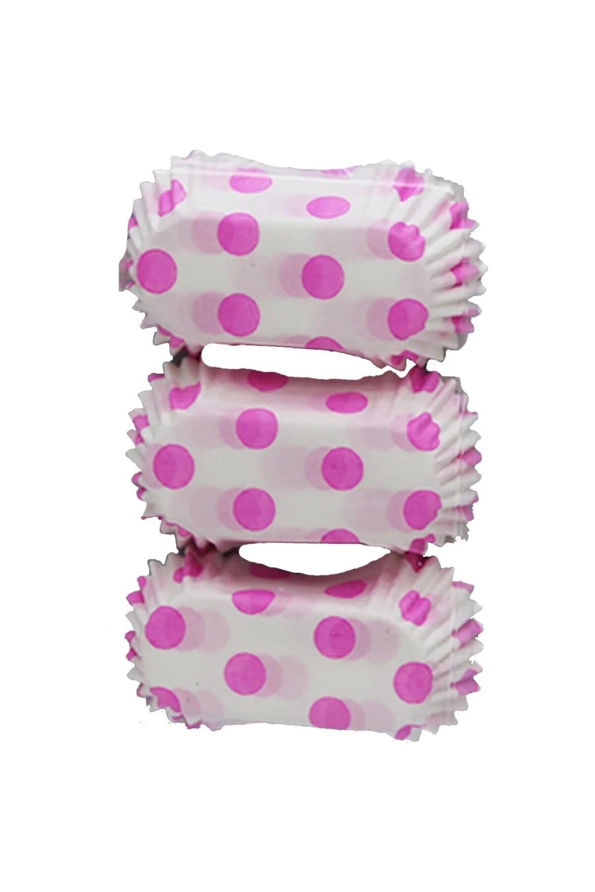 Ekler Kabı, Renkli Puantiyeli Kek Kapsülü, 50 Adet (Pembe)