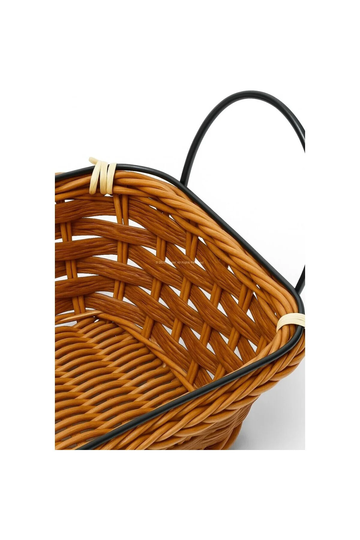 Ekmek Sepeti 21x17x7 cm, Hasır Görünümlü Plastik, Metal Saplı, Ka