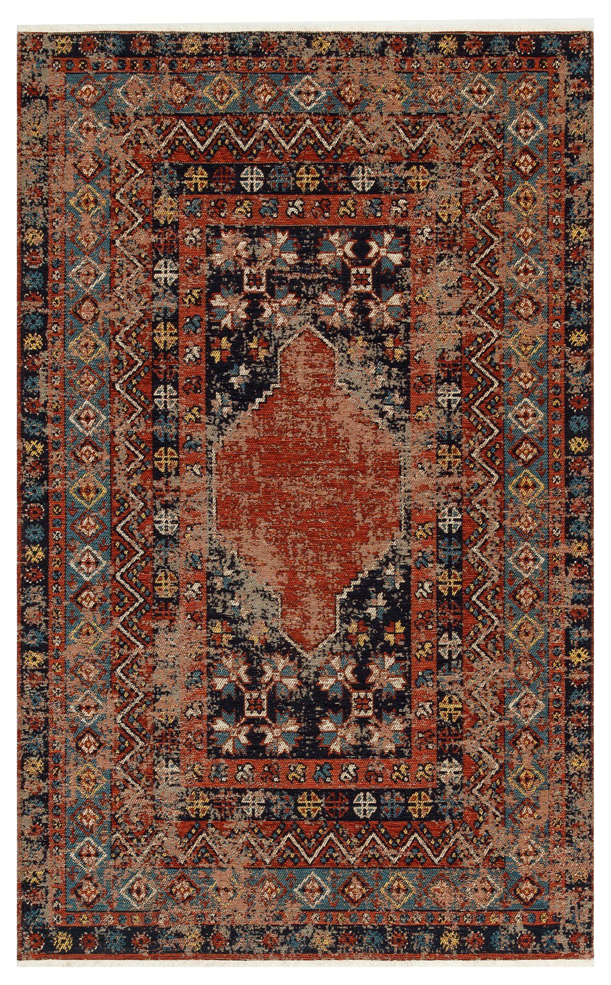 Eko Anadolu Antik Desenli Yıkanabilir Kaymaz Tabanlı Etnik Kilim 