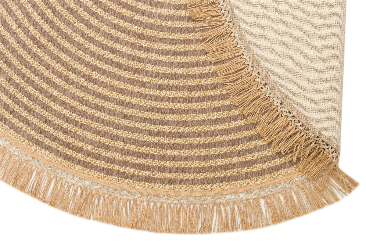 Eko Brooklyn Hasır Görünümlü Kaymaz Dokuma Modern Yuvarlak Kilim 