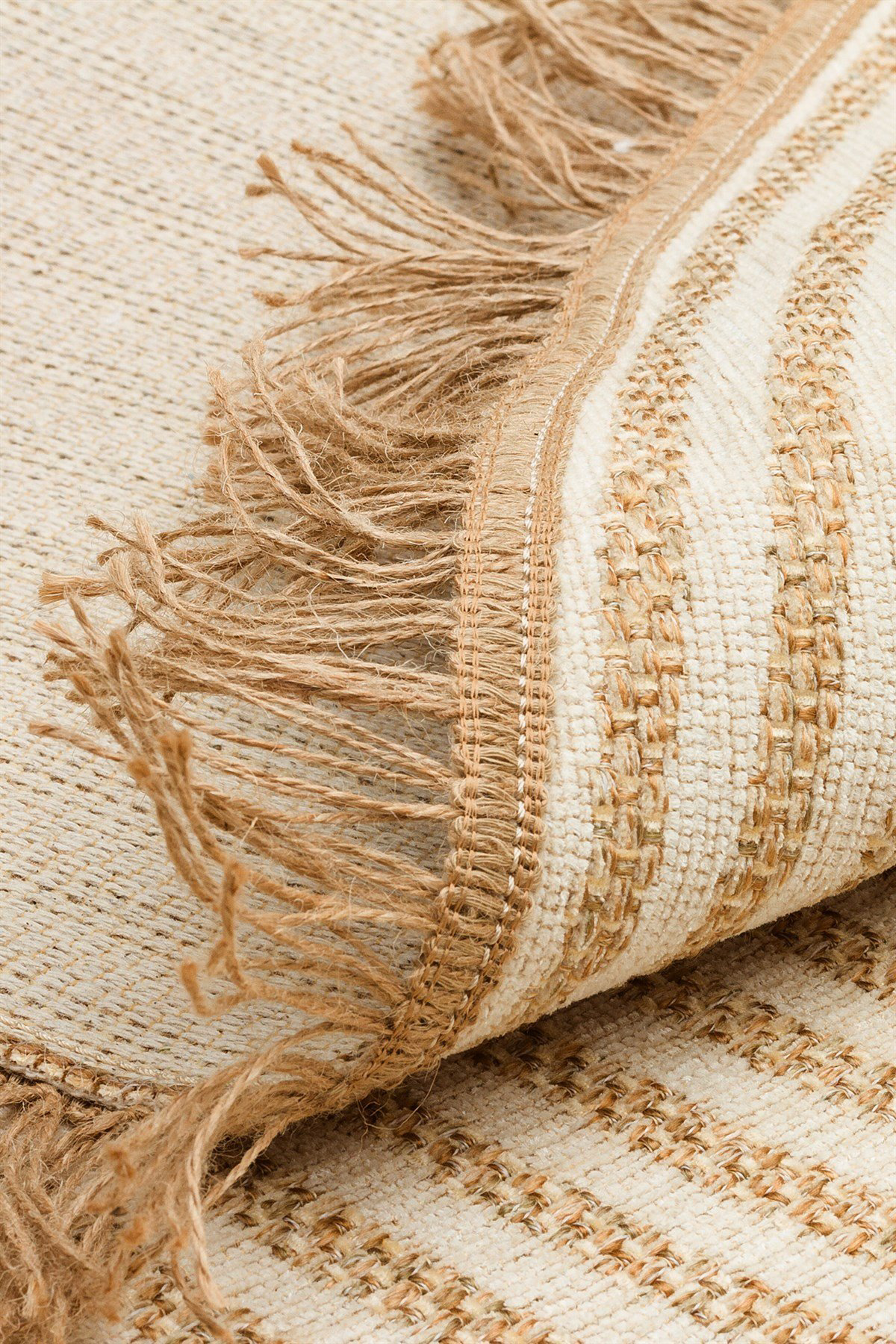 Eko Brooklyn Hasır Görünümlü Kaymaz Dokuma Modern Yuvarlak Kilim 