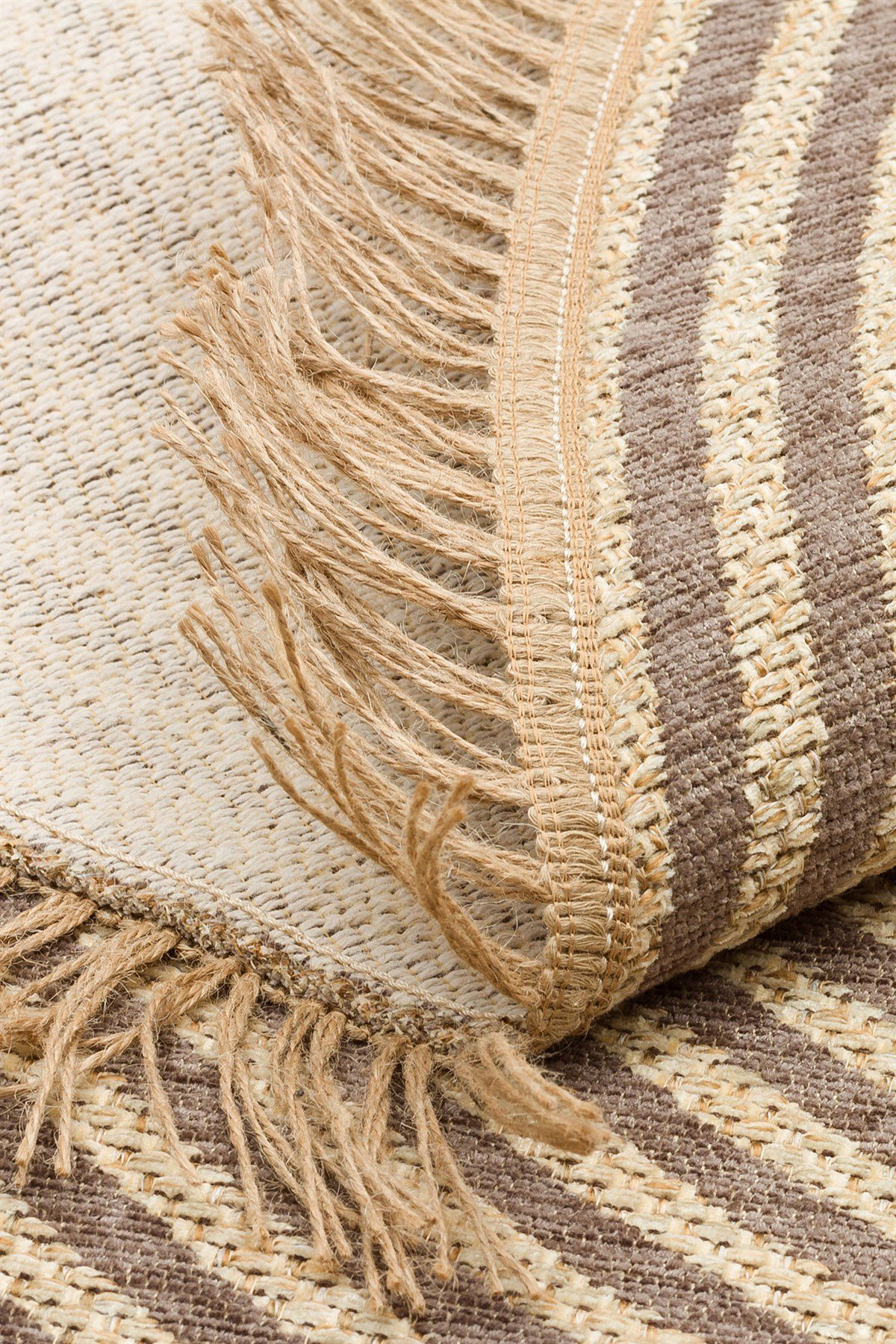 Eko Brooklyn Hasır Görünümlü Kaymaz Dokuma Modern Yuvarlak Kilim 