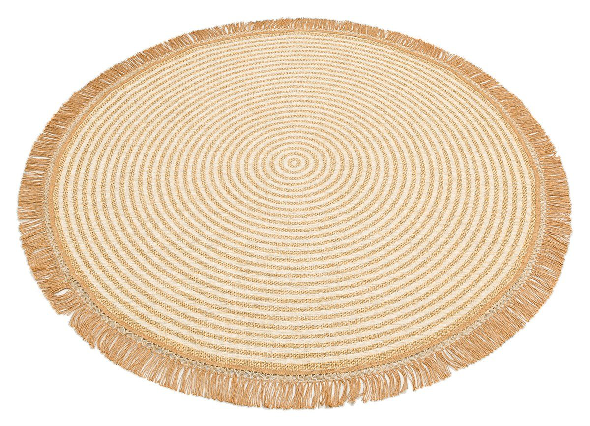 Eko Brooklyn Hasır Görünümlü Kaymaz Dokuma Modern Yuvarlak Kilim 