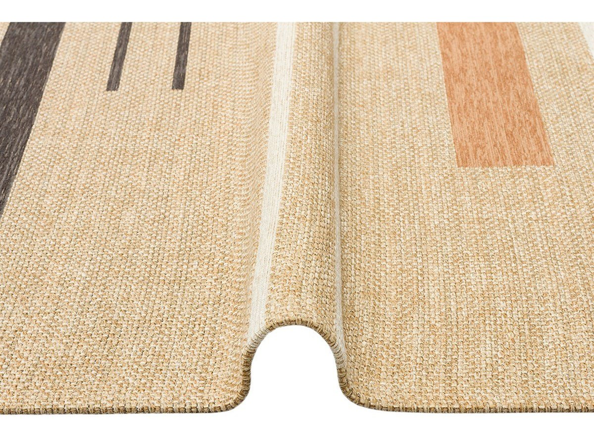 Eko Brooklyn Hasır Görünümlü Kaymaz Renkli Dokuma Modern Kilim BR