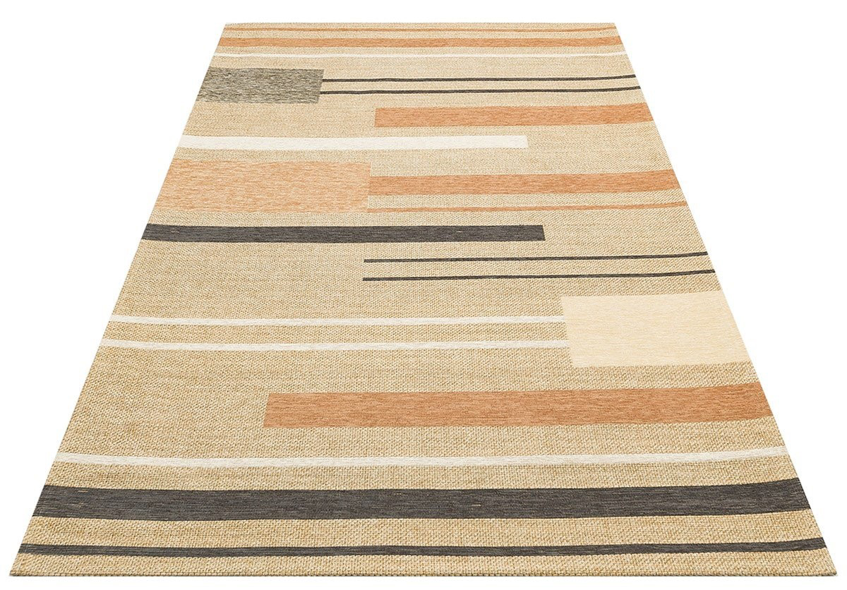 Eko Brooklyn Hasır Görünümlü Kaymaz Renkli Dokuma Modern Kilim BR