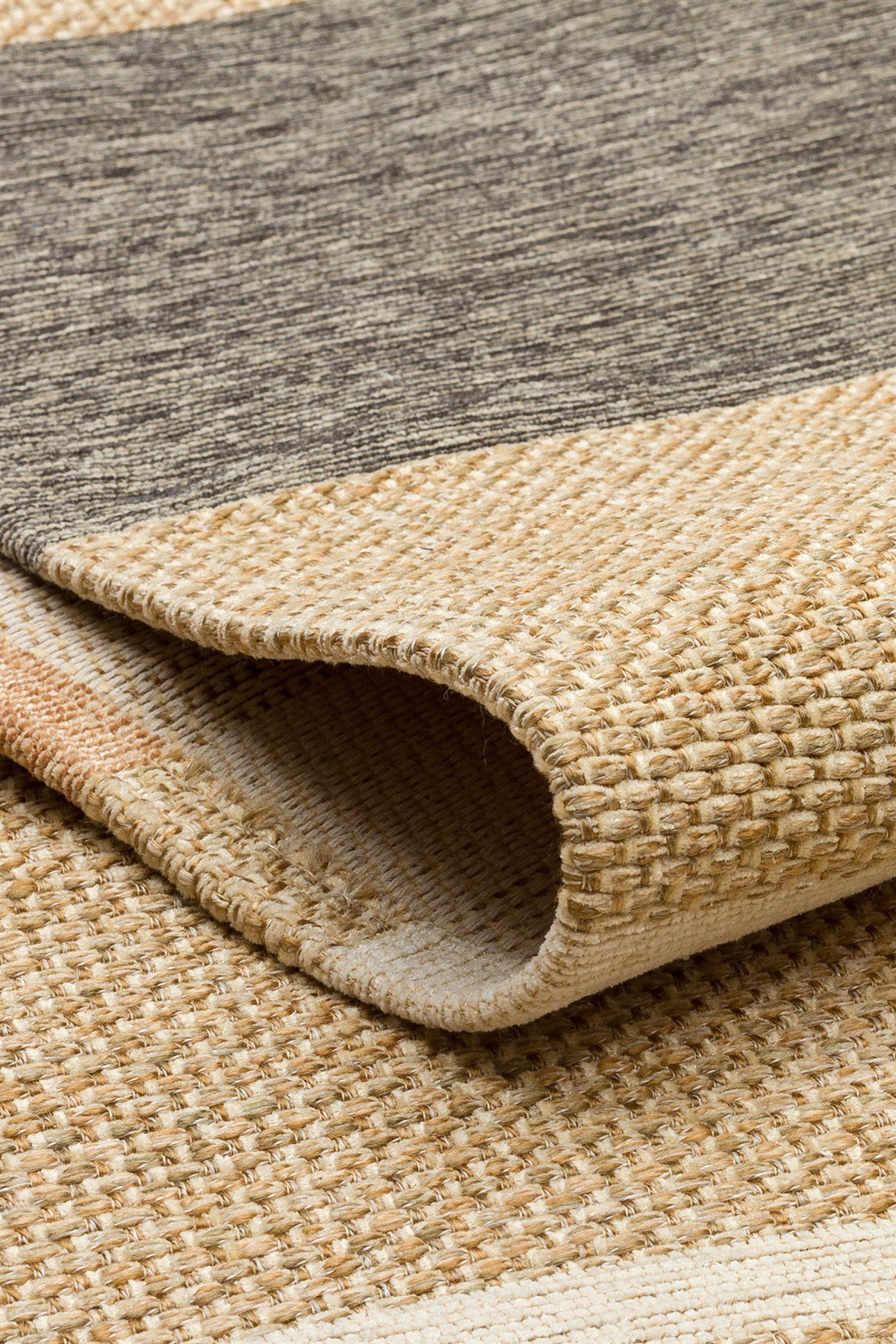 Eko Brooklyn Hasır Görünümlü Kaymaz Renkli Dokuma Modern Kilim BR