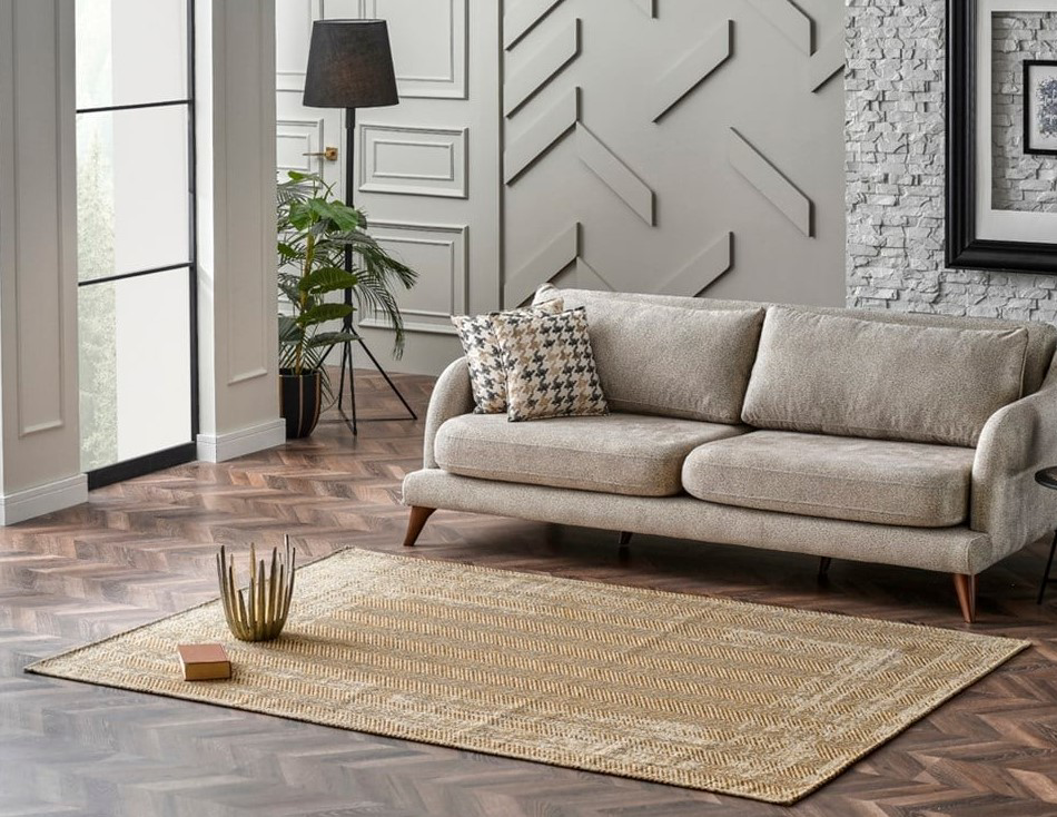 Eko Brooklyn Hasır Görünümlü Kaymaz Renkli Dokuma Modern Kilim BR