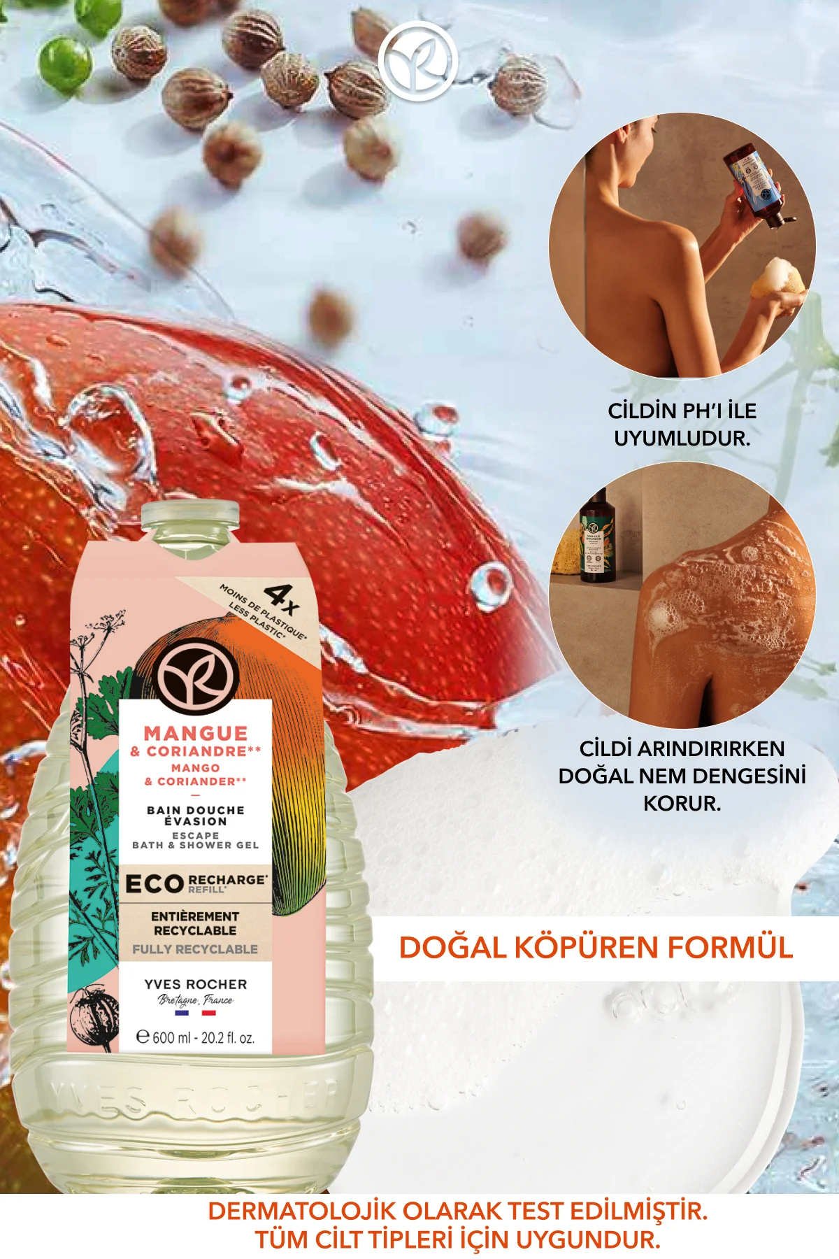 Eko Refill Yedek Duş Jeli-Nemlendirici Canlandırıcı Mango Kişniş-
