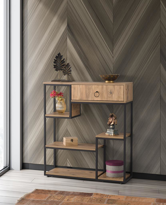 Sivas Gözde Mobilya Ekonomik Ferforje Rafli Dresuar Çiçeklik 100X30x92cm