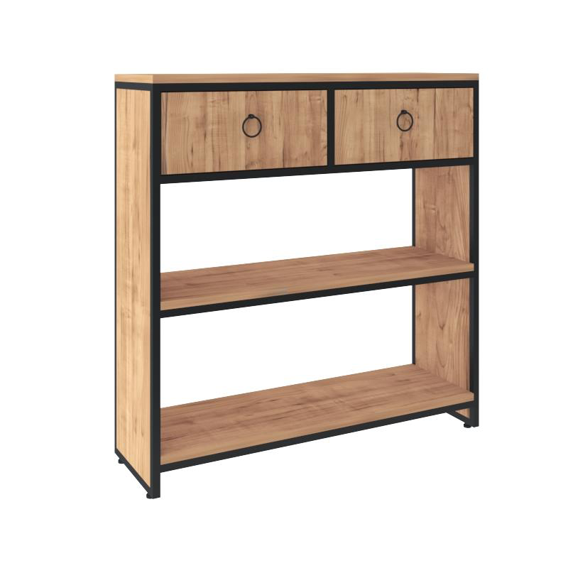 Sivas Gözde Mobilya Ekonomik Ferforje 2 Çekmeceli Raflı Dresuar Konsol 100X31x103cm