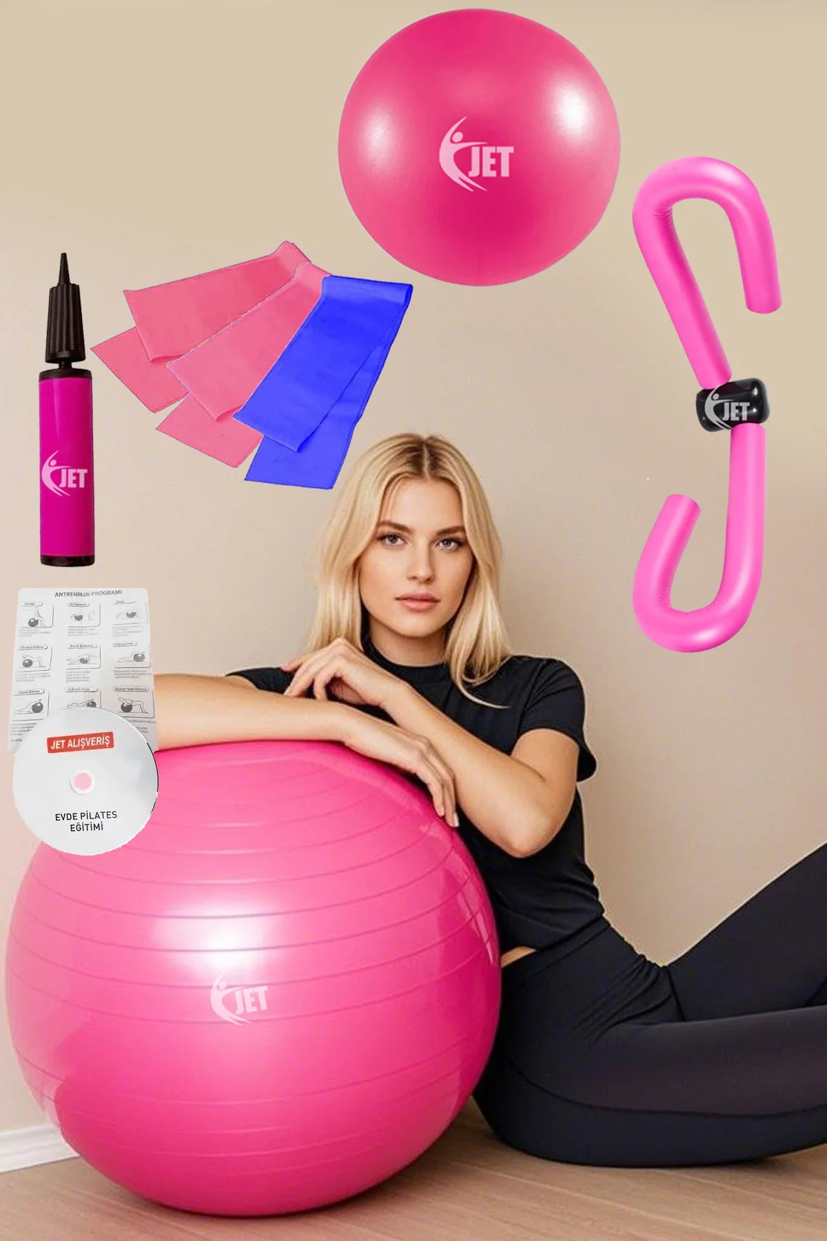 Ekonomik Pilates Seti 9 Parça İçeren Ev & Salon Tipi Plates Topu 