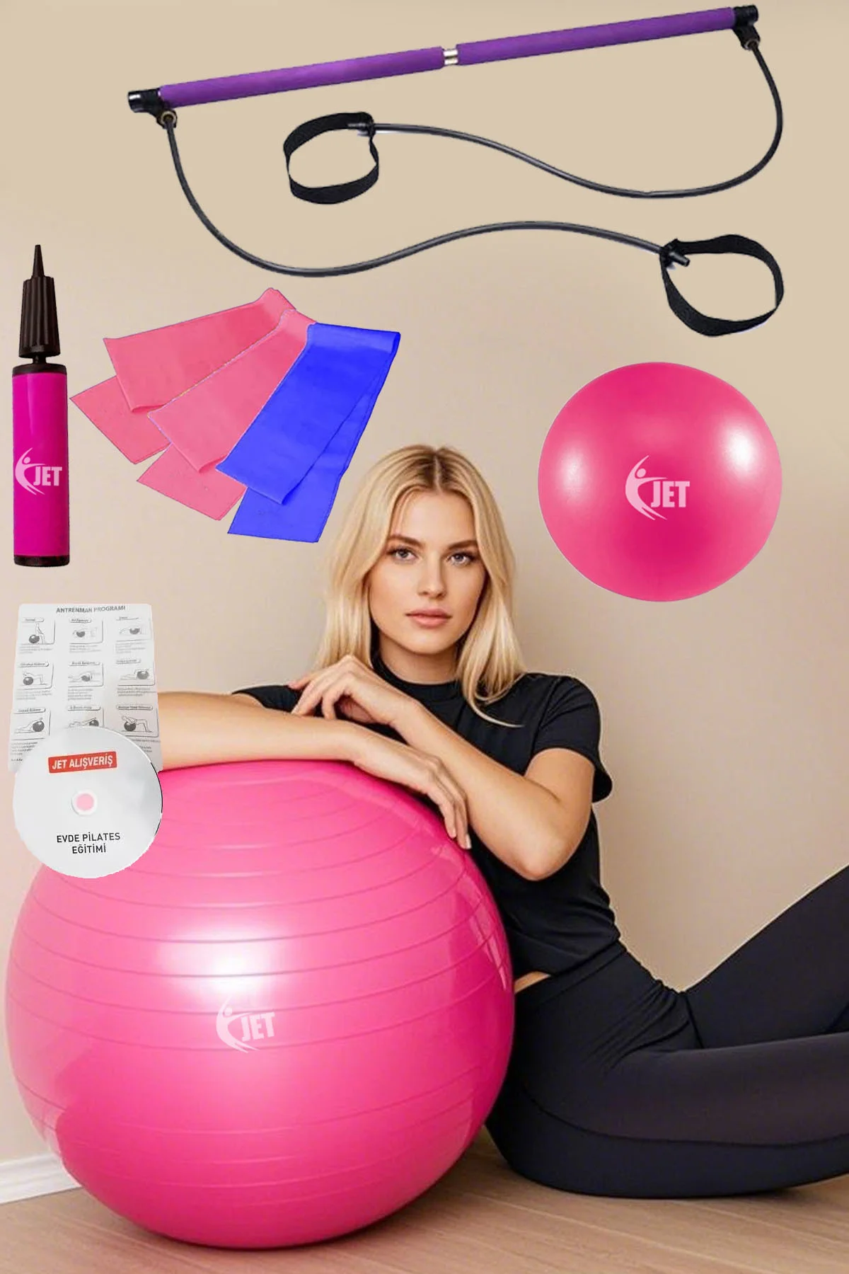 Ekonomik Pilates Seti 9 Parça İçeren Ev & Salon Tipi Set Top Port