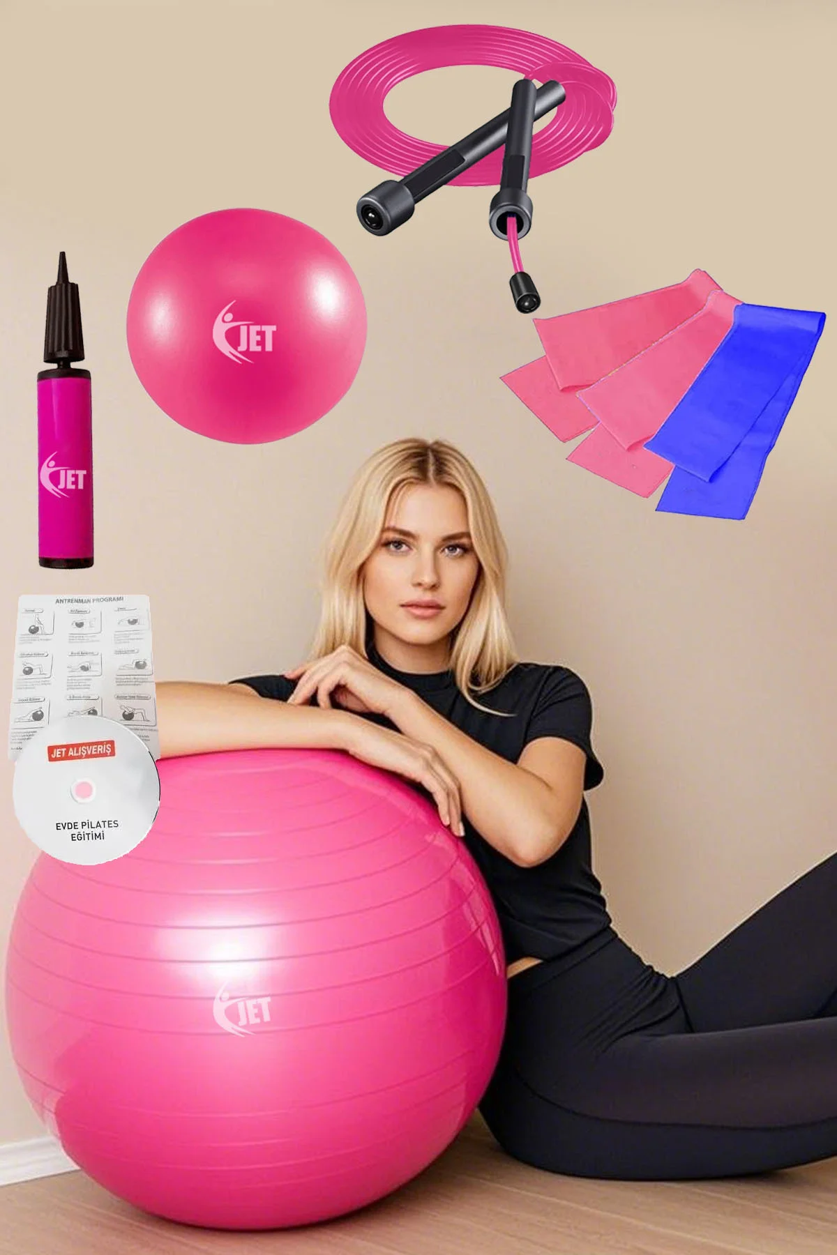 Ekonomik Pilates Seti 9 Parça İçeren Ev & Salon Tipi Plates Topu 