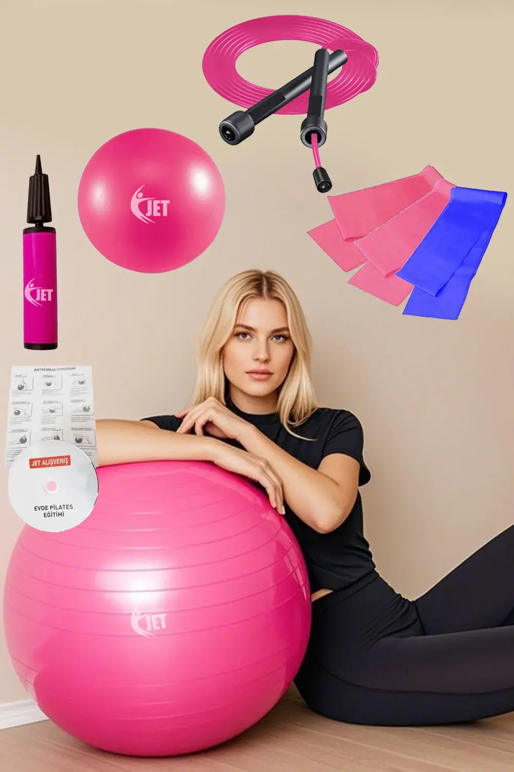 Ekonomik Pilates Seti 9 Parça İçeren Ev & Salon Tipi Plates Topu