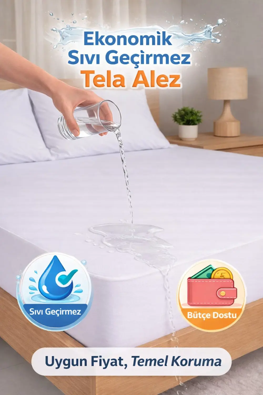 Ekonomik Tela Kumaş Fitted Sıvı Geçirmez Alez