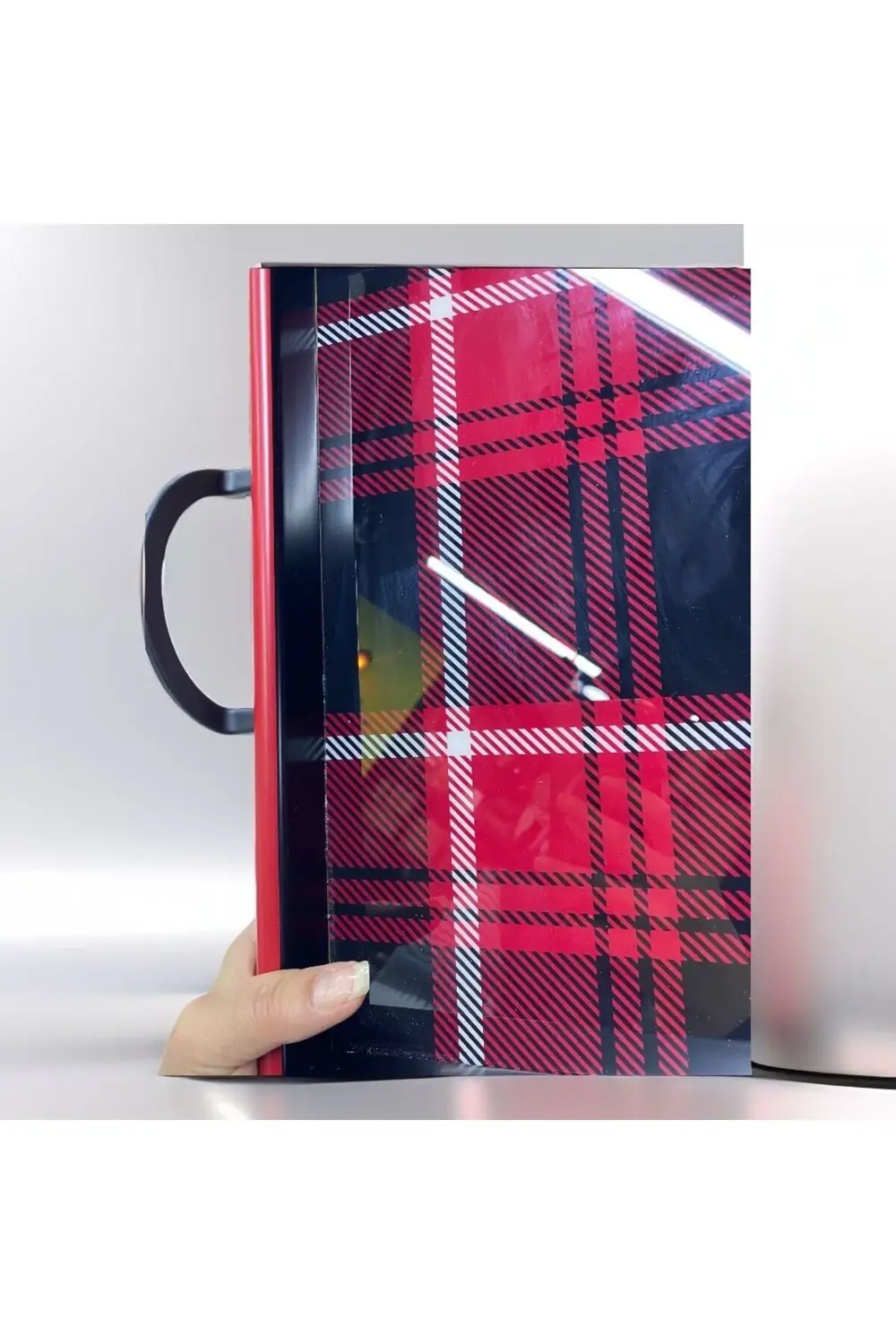 Ekose Desen Kırmızı Tepsi