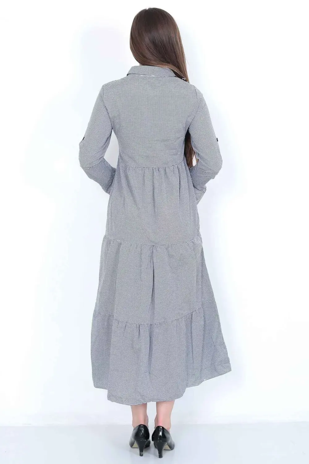 EKOSELİ Düğmeli Gömlek Yaka Elbise