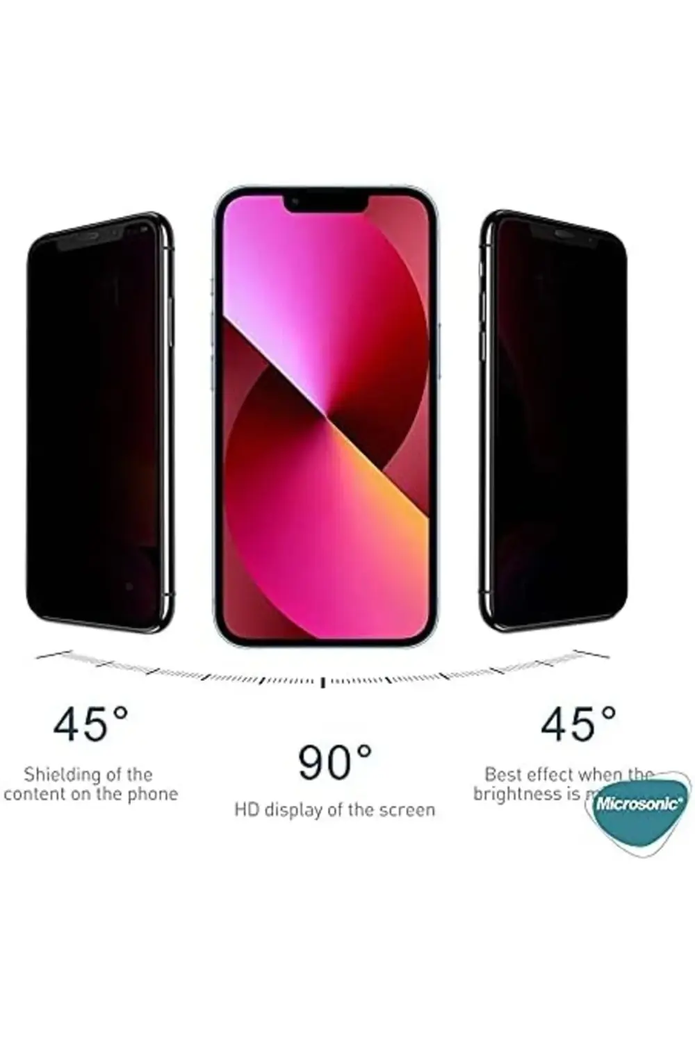 Ekran 15 için Uyumlu Privacy 5D Gizlilik Filtreli Cam Ekran Siyah