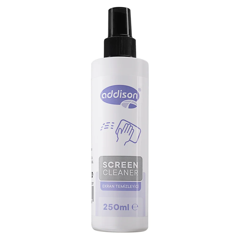 Ekran Temizleyici Sprey 250ml + Mikrofiber Bez Hediye Seti (Addison 300871)