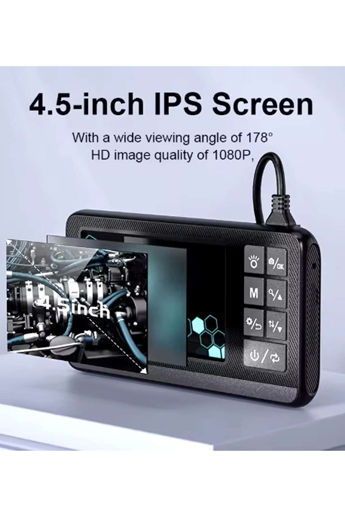 Ekranlı Çift Kameralı 10 Mt Sert Kablo Endoskop Kamera 8 Mm 4.3 I