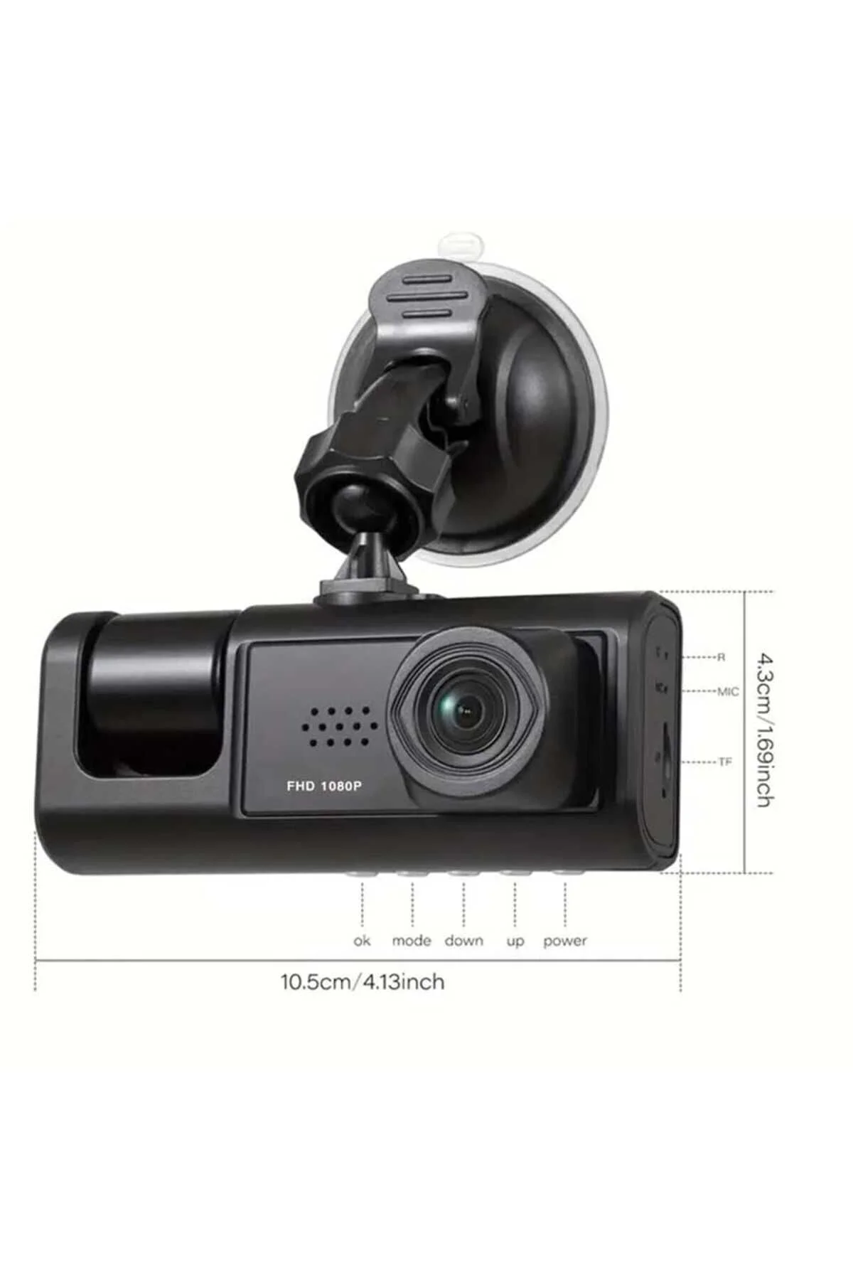 Ekranlı Çift Yönlü Araç İçi Kayıt Cihazı, Full HD 1080P Çözünürlük ve Gece Görüş Özellikli