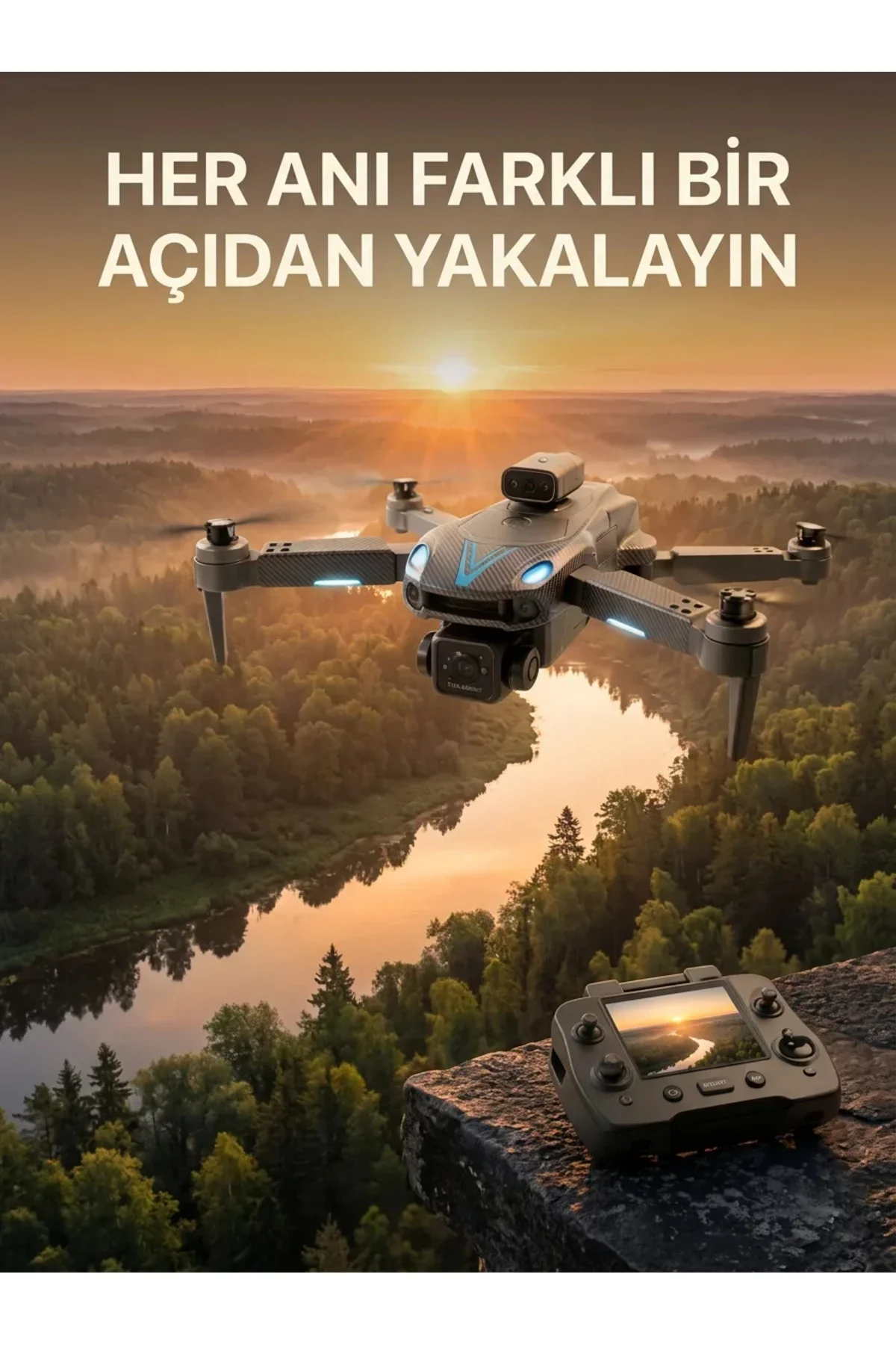 Ekranlı Kumandalı Çift Kameralı Drone ile Havadan Çekim Ekranlı Kumandalı Çift Kameralı Drone ile Havadan Çekim