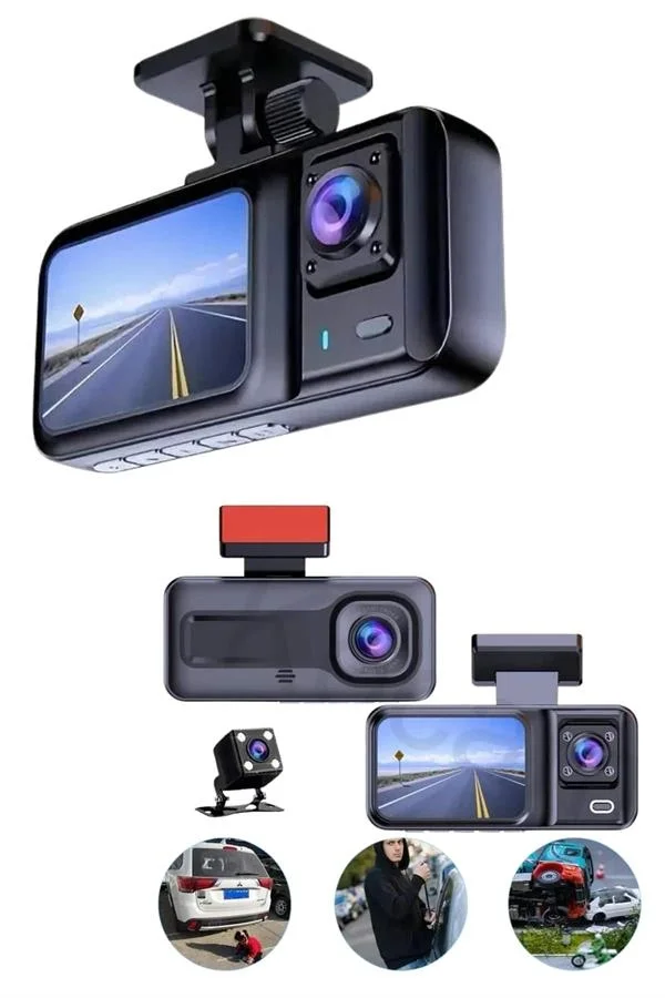 Ekranlı Sürüş Kaydedici DVR Ön ve Arka Kameralı Full HD Çözünürlüklü
