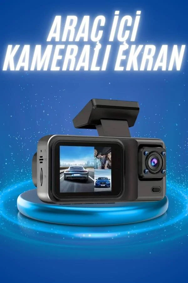 Ekranlı Sürüş Kaydedici DVR Ön ve Arka Kameralı Full HD Çözünürlüklü Oto Güvenlik Sistemi